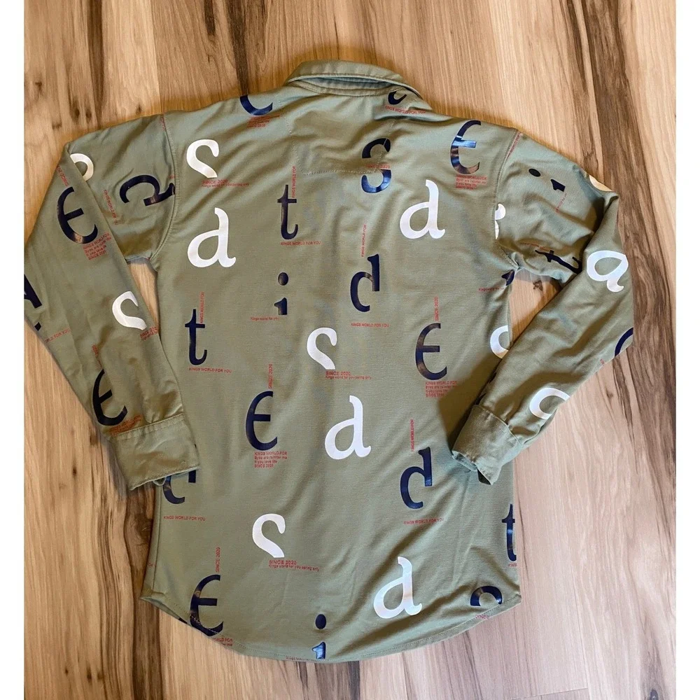 Salt & Sugar Junior Boys Olive Green Graphic Letter Print Kings World‎ Shirt 8